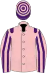 Pink, purple epaulets, striped sleeves, purple and pink hooped cap