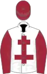 White, maroon cross of lorraine, sleeves and cap