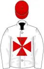 White, red maltese cross and cap