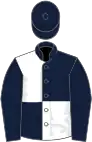 Dark blue and white (quartered), dark blue sleeves and cap