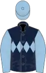 Dark blue and white (quartered), dark blue sleeves and cap