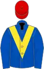 ROYAL BLUE, YELLOW chevron, RED cap