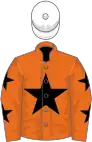 ORANGE, BLACK star and stars on sleeves, WHITE cap