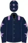 Dark blue, mauve epaulets, dark blue sleeves, mauve stars and cap