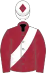 Maroon, White sash, White cap, Maroon diamond