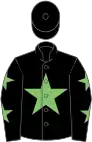 Black, light green star, black sleeves, light green stars
