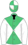 EMERALD GREEN, and white diabolo, white sleeves, quartered cap