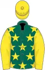 Dark green, yellow stars, sleeves and cap