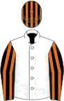 White, Black and Orange striped sleeves and cap