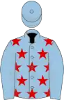 Light blue, red stars on body