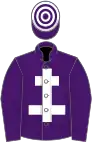 PURPLE, white Cross of Lorraine, hooped cap