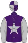 Purple, silver grey star and sleeves, quartered cap