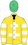 Yellow, White Cross of Lorraine, hooped sleeves, Emerald Green cap