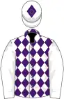 White and Purple diamonds, White sleeves, White cap, Purple diamond