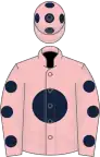 Pink, dark blue disc, dark blue spots on sleeves and cap