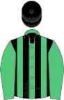 Emerald Green and Black stripes, Emerald Green sleeves, Black cap