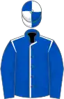 Royal blue, white seams on body, quartered cap