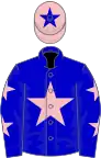 Blue, pink star and stars on sleeves, pink cap, blue star