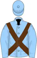 MADONNA BLUE, brown cross belts, blue cap
