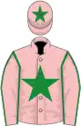 Pink, green star and seams on sleeves, star on cap