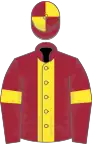 Maroon, yellow stripe and armlets, quartered cap