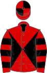 Red, black diabolo, hooped sleeves, quartered cap