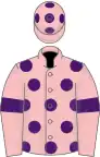 Pink, purple spots, armlets and spots on cap