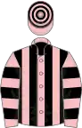 PINK and BLACK STRIPES, hooped sleeves and cap