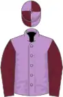 Mauve, claret sleeves,quartered cap