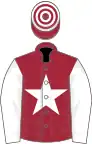 Maroon, white star and sleeves, hooped cap