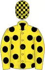 YELLOW, black spots, check cap