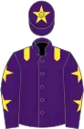 Purple, yellow epaulets, purple sleeves, yellow stars, purple cap, yellow star