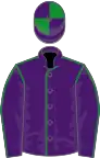 Purple, green seams, quartered cap