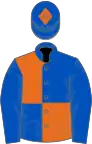 Royal blue and orange (quartered); blue sleeves and cap with orange diamond