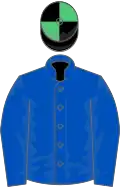 Royal blue, black and emerald green quartered cap