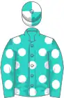 Turquoise, white spots, quartered cap