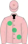 Pink, large emerald green spots