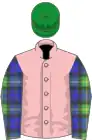 Pink, gordon tartan sleeves, green cap