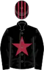 Black, maroon star, striped cap