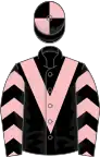 Black, pink chevron and chevrons on sleeves, quartered cap