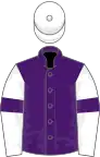 Purple, white sleeves, purple armlets, white cap