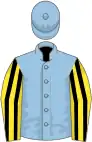 Light blue, yellow and black striped sleeves