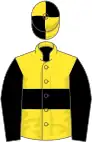 Yellow, Black hoop and sleeves, quartered cap