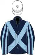 Dark Blue, Light Blue cross belts, Light Blue and dark blue striped sleeves, Green cap