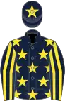 Dark Blue, Yellow stars, striped sleeves and star on cap
