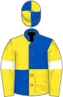 Royal blue and yellow (quartered), yellow sleeves, white armlets