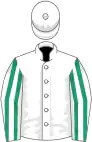White, emerald green striped sleeves