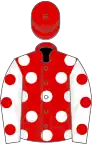 Red, white spots, white sleeves, red spots, red cap