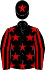 Black red stars, striped sleeves, star on cap