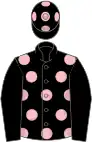 Black, pink spots on body and cap